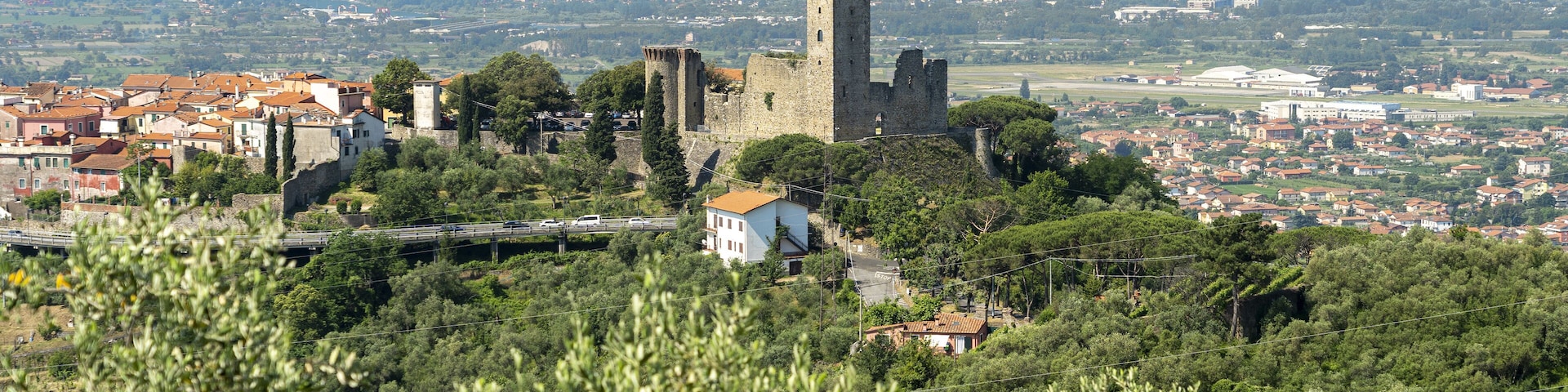 Panoramic view of Castelnuovo Magra, La Spezia, Liguria, Italy, in Lunigiana