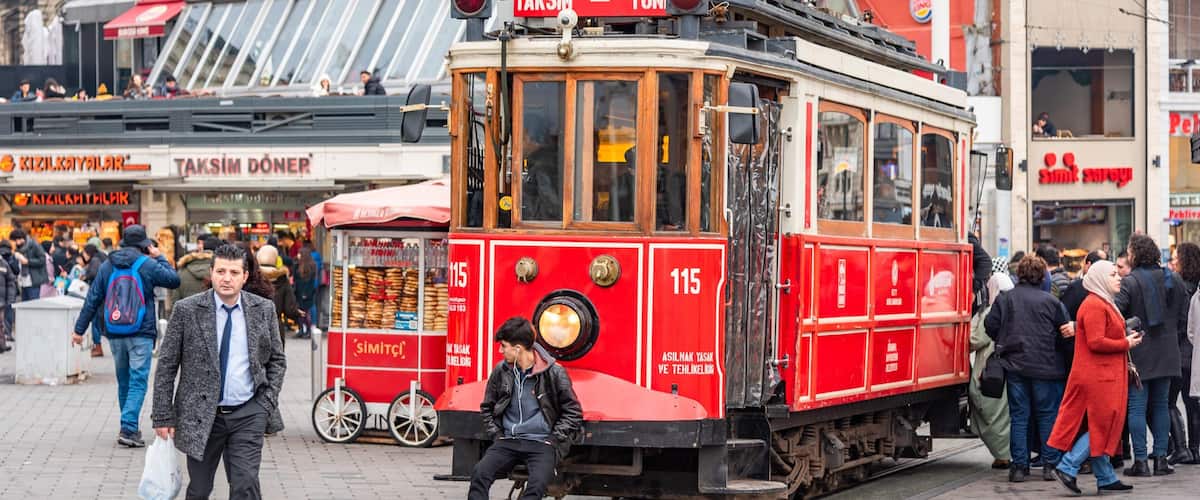 Taksim featuring street scenes and railway items