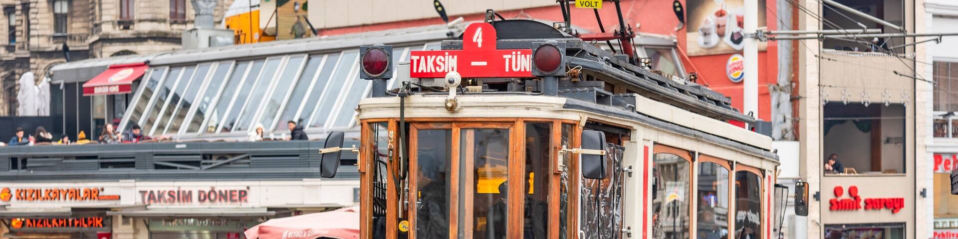 Taksim featuring street scenes and railway items