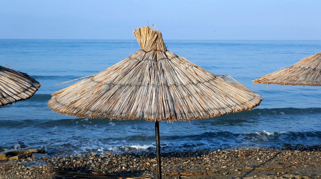 Umbrellas on the aegean sea coast