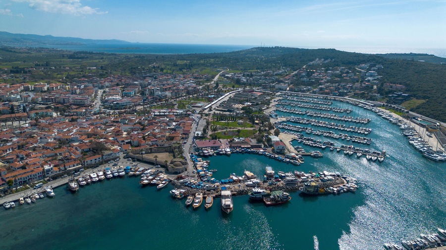 Sigacik Marina Drone Photo, Aegean Sea Cittaslow City Seferihisar, Izmir - Turkey