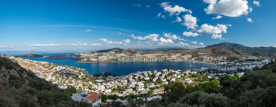 View of Gundogan Bay from the hill, Bodrum , Turkey