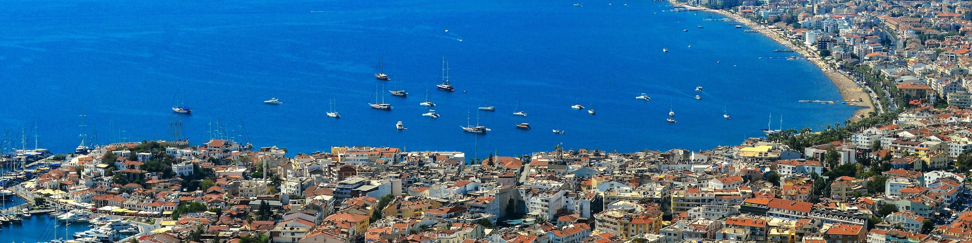 Aerial view of Marmaris on Turkish Riviera.