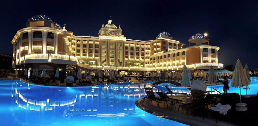 All lit up at night