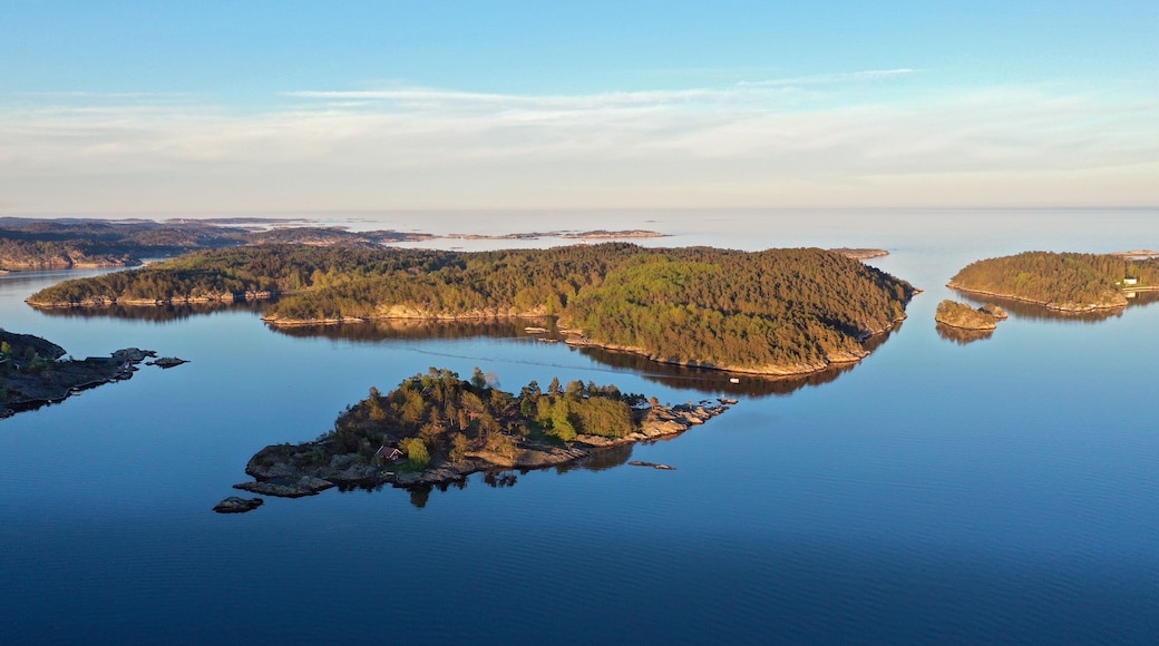 Aerial view of coast near Lillesand, Aust Agder, Norway