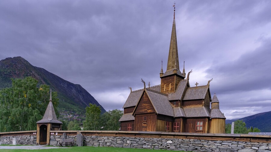 Lom Stave Church dating to the 12th Century and rebuilt in 17th Century.