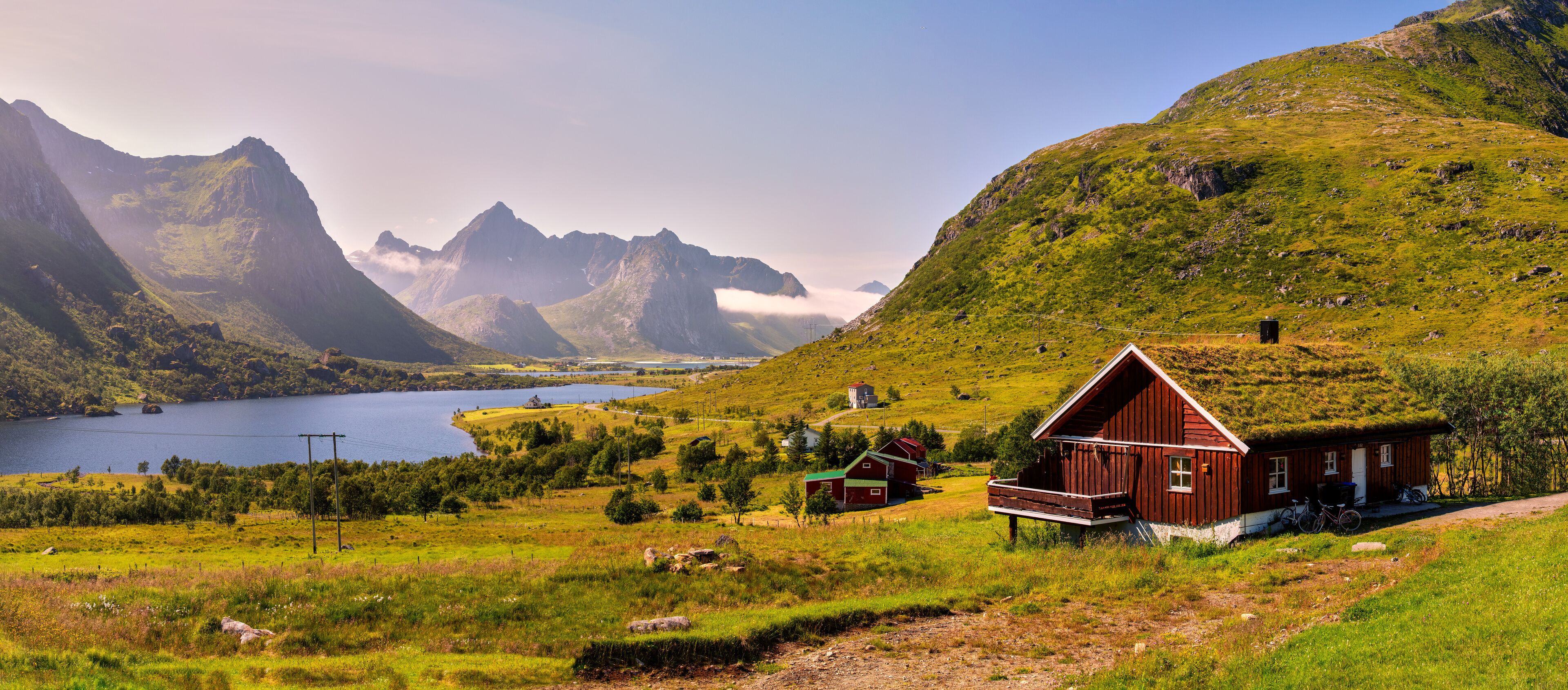 Beautiful Norwegian landscape photographed panorama - around Lom