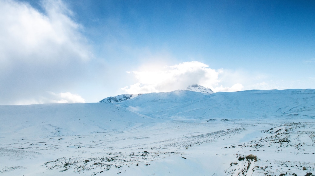 Mt. Erciyes volcano covered with snow in winter, Kayseri, Turkey