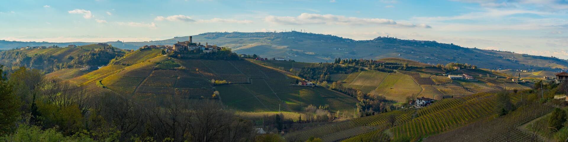 Langhe monferrato wine region Barolo landscape piedmont, italy