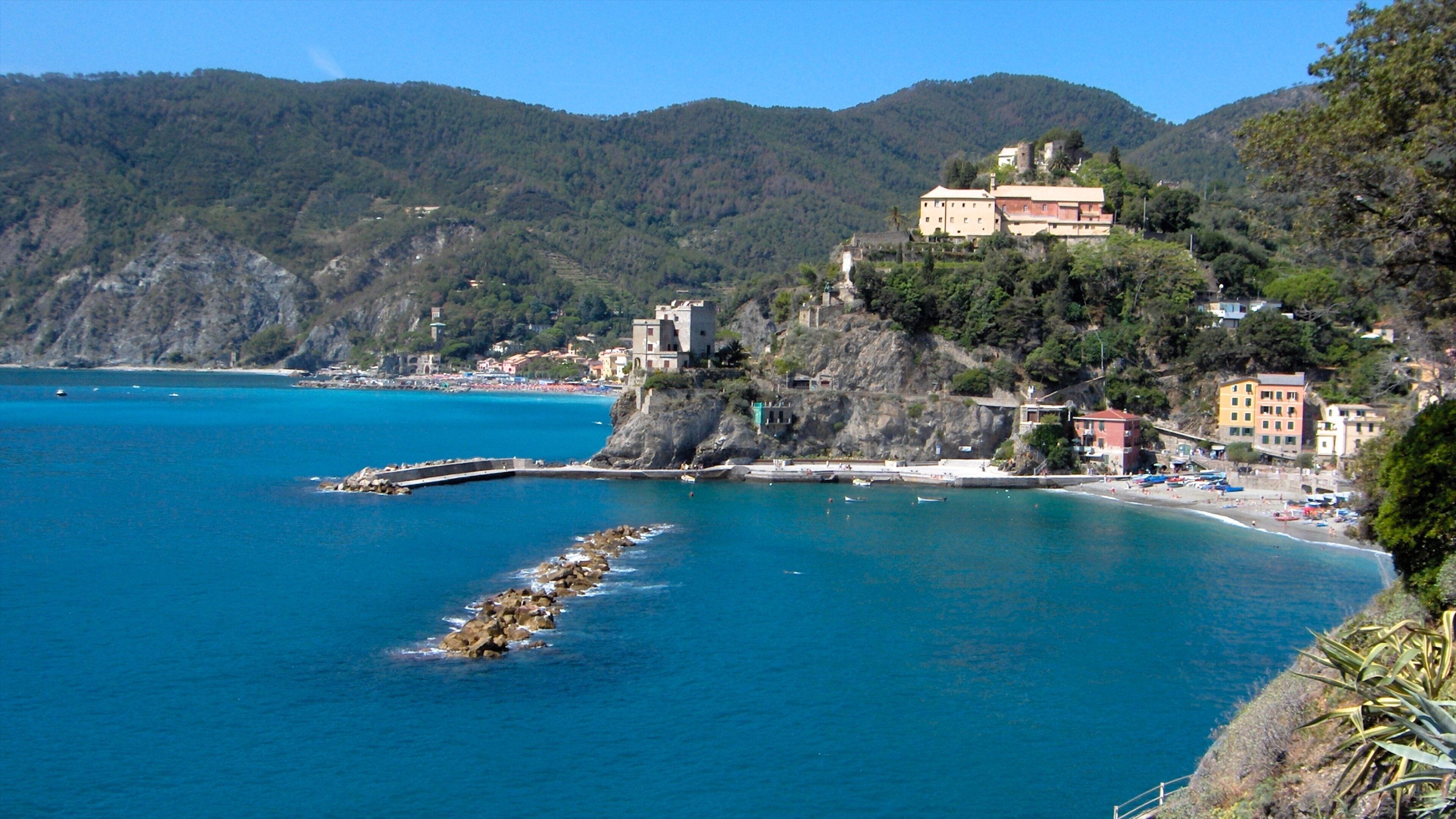 Cinque Terre - La Spezia which includes a bay or harbor, mountains and a coastal town