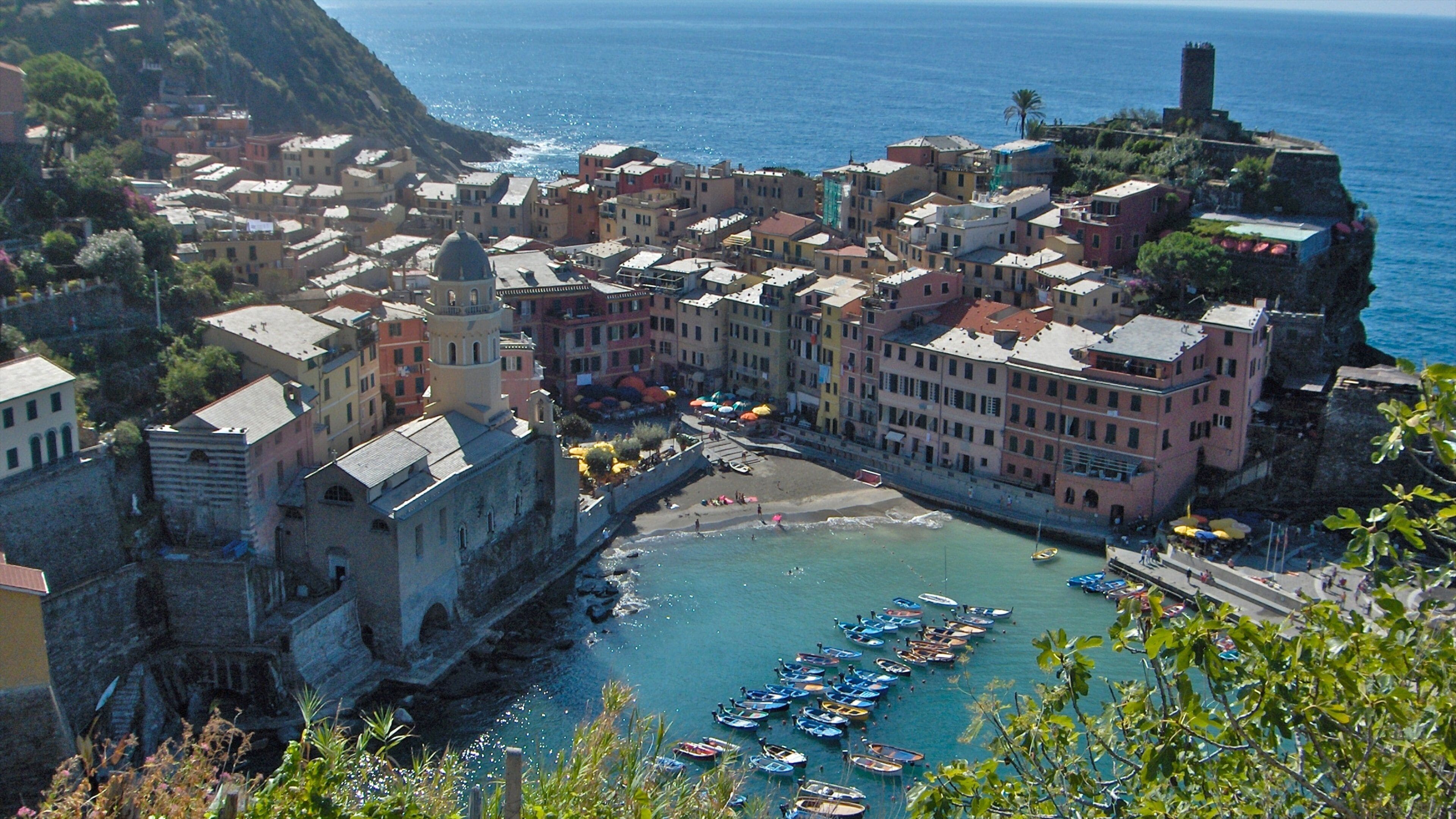 Cinque Terre - La Spezia featuring general coastal views, boating and a church or cathedral