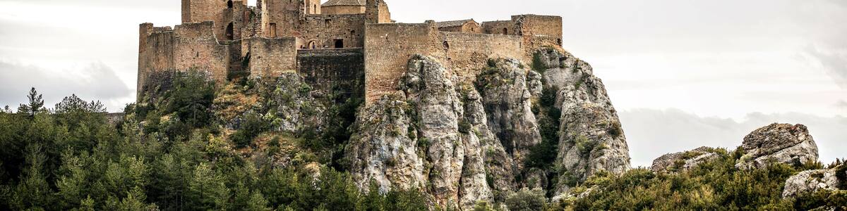 Landscape with Loarre Castle in Huesca, Aragon in Spain
