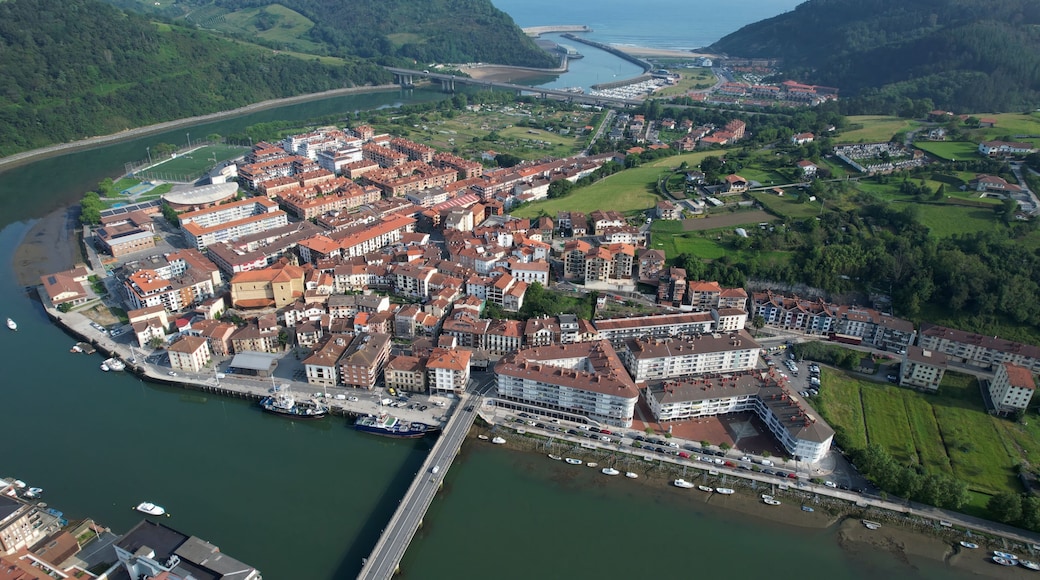 Aerial panorama view around the city Orio in Spain on a sunny spring day.