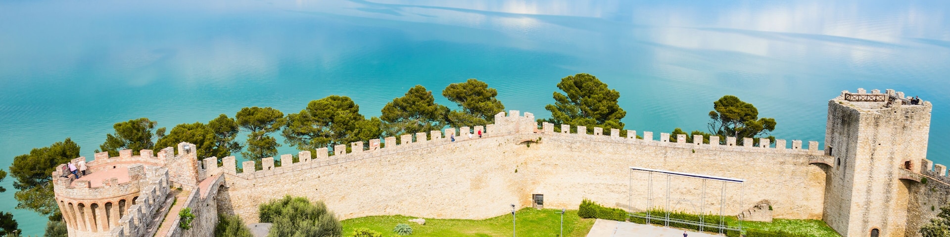 Trasimeno lake panoramic view,Castiglione del lago fortress, Umbria, Italy