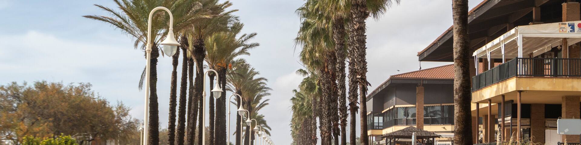 A sea passage of Islantilla, a coastal city full of tourist complexes, Lepe, Huelva, Spain. Tourist attraction.