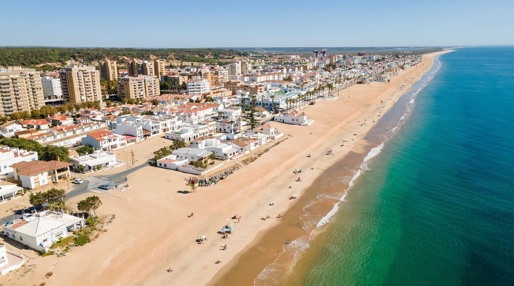 Aerial view of Islantilla, a seaside town in Spain
