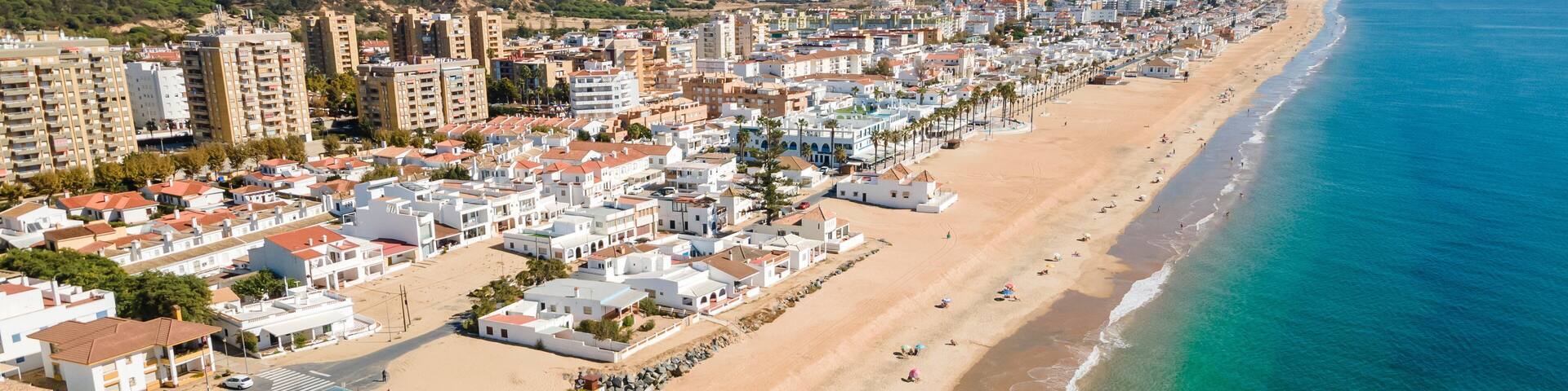 Aerial view of Islantilla, a seaside town in Spain