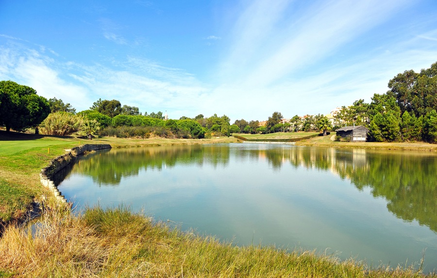 Lake on the Islantilla golf course in Lepe, Huelva province, Andalusia, Spain; Shutterstock ID 1074387020; Purchase Order: -