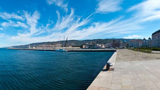 panoramic view of trieste waterfront, italy adriatic sea