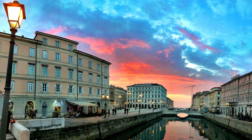 Incredible sunset in Ponterosso Square in Trieste Italy