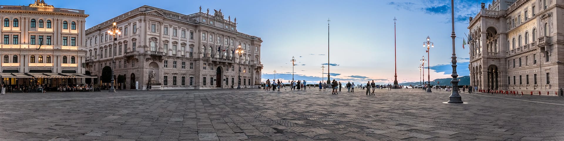 Piazza Unità d’Italia in Trieste, Italy at Dusk with Sea View