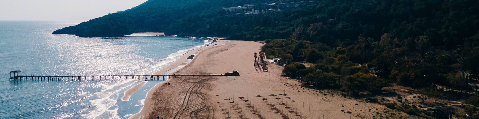 aerial view of Sarigerme Sarced Beach in turkey
