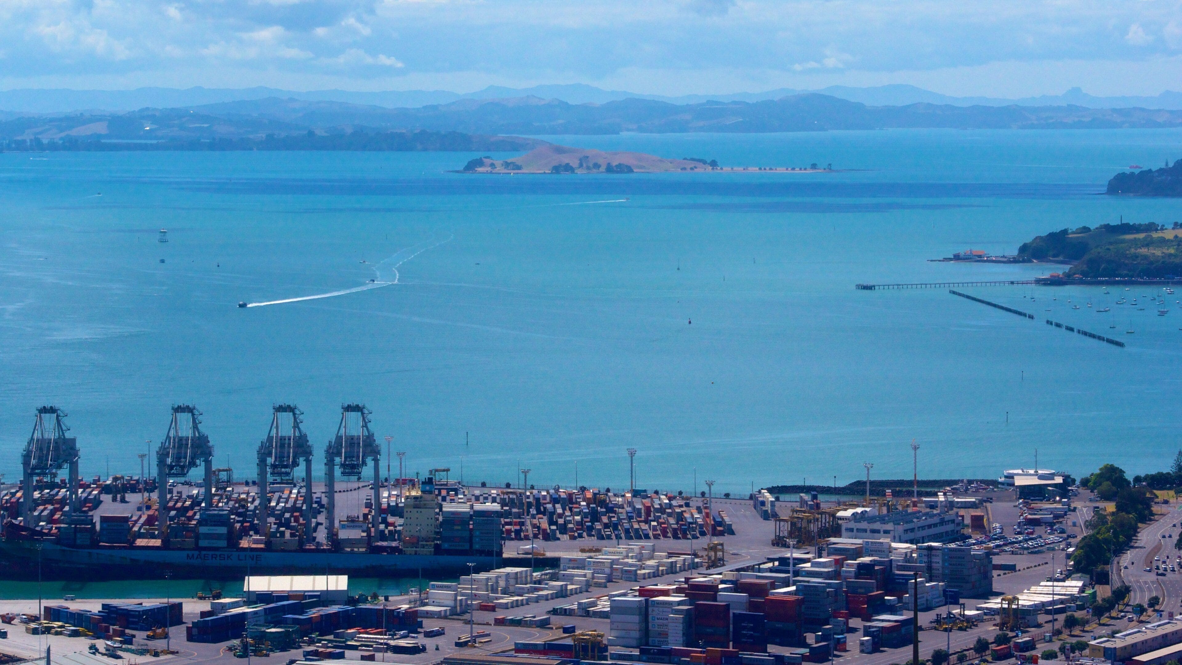 Sky Tower which includes a bay or harbour, boating and general coastal views