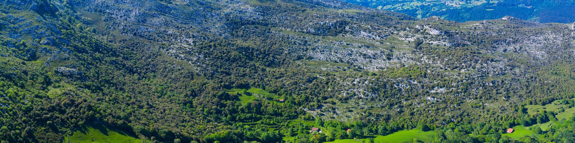 Spring landscape in the surroundings of the Sierra de Hornijo near Ramales de la Victoria in the Autonomous Community of Cantabria. Spain, Europe