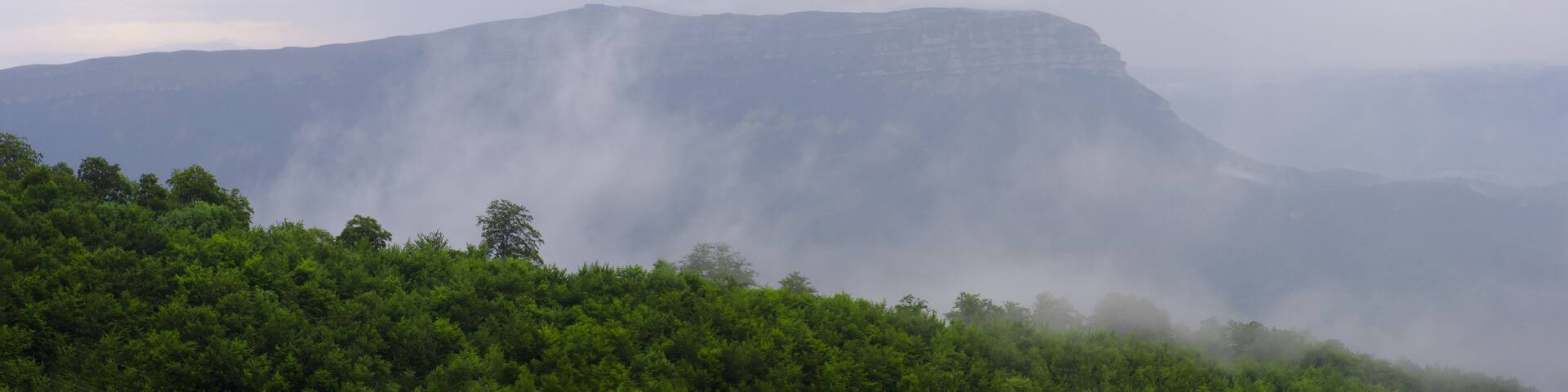 Clouds, mists and Mount San Donato from the Sierra de Aralar; Navarre