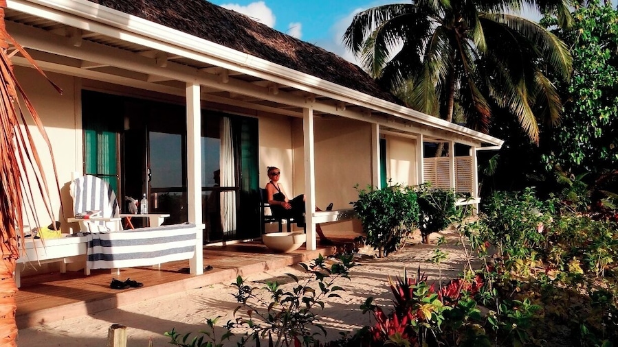 Palm-thatched and quaint cottages that give you a front row seat to watch and hear the waves crash against the protective coral reef that creates a wonderful tidal pool to snorkel.