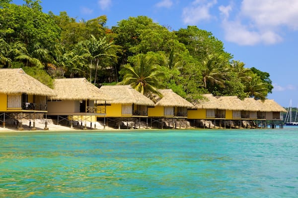 Iririki Island featuring tropical scenes, general coastal views and a luxury hotel or resort