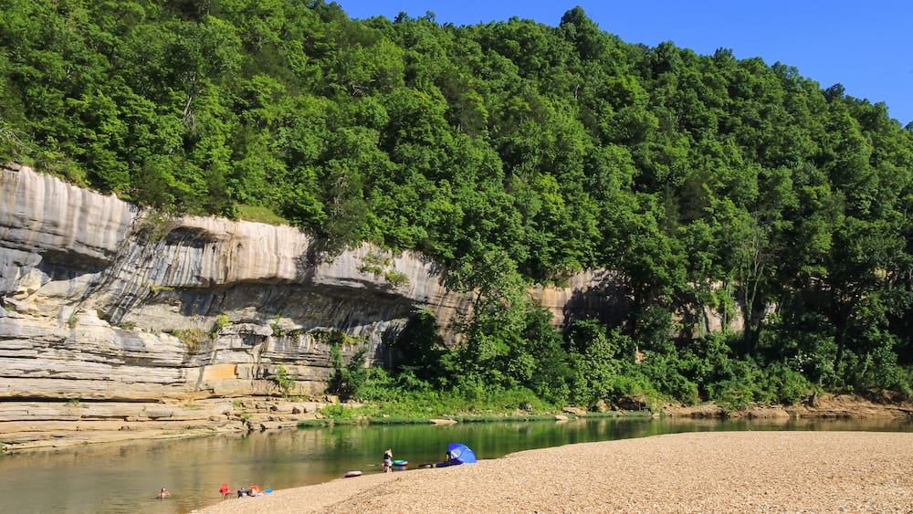 A beautiful day on the Buffalo River at Buffalo Point in Yellville, Arkansas