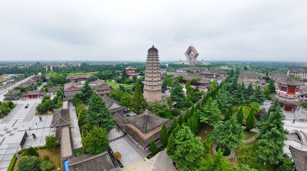Aerial photography of Famen Temple in Fufeng County, Baoji City, Shaanxi Province