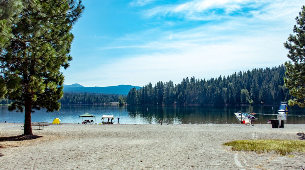View of the beach at Lake Siskiyou in Shasta California