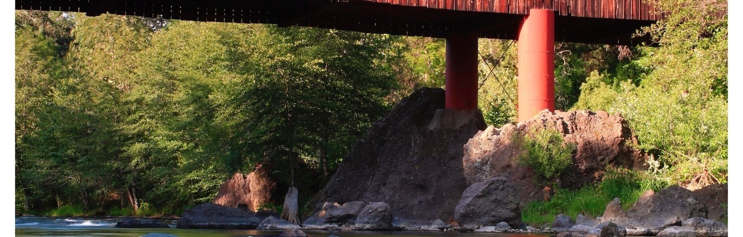 Honey Run Covered Bridge. Built in 1886 after the discovery of gold in Butte County. It is 238 feet long and the only three span Pratt-style truss bridge remaining in the United States.
Photo taken from gps:39.7282, -121.7039