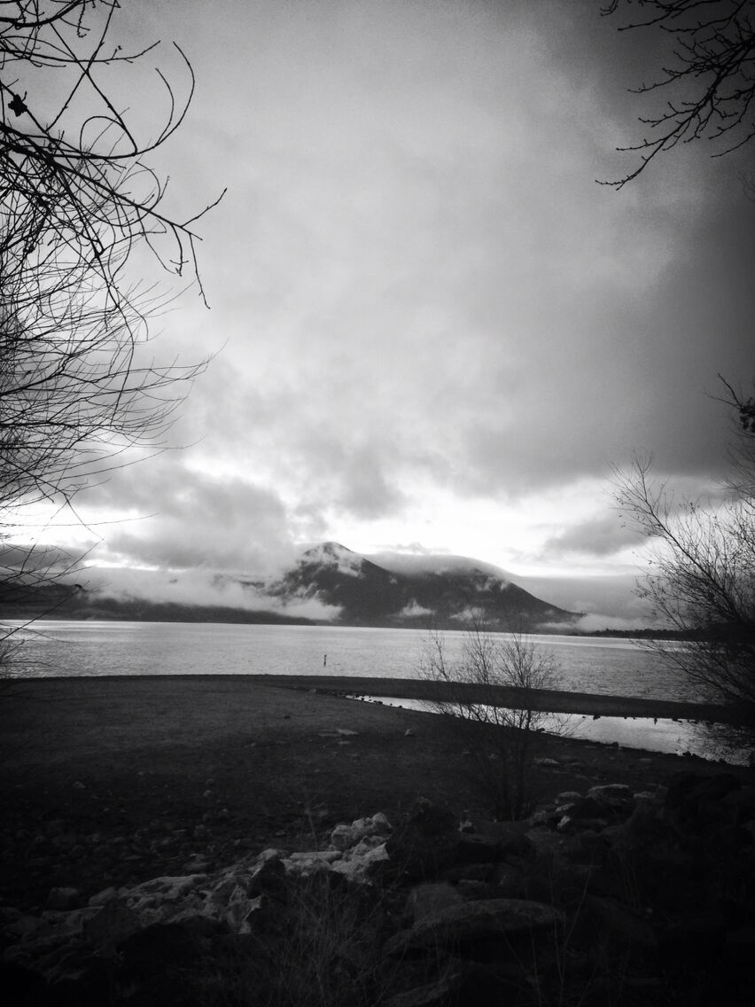 Looking across Clear Lake at the volcano sleeping in the distance