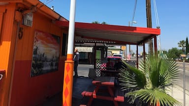 Great food! Big burritos, delicious tacos. Outdoor seating only.