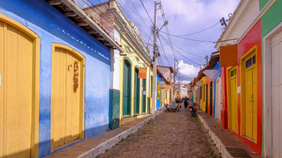 Colorful houses in the historical city of Lencois, Chapada Diamantina, Bahia, Brazil