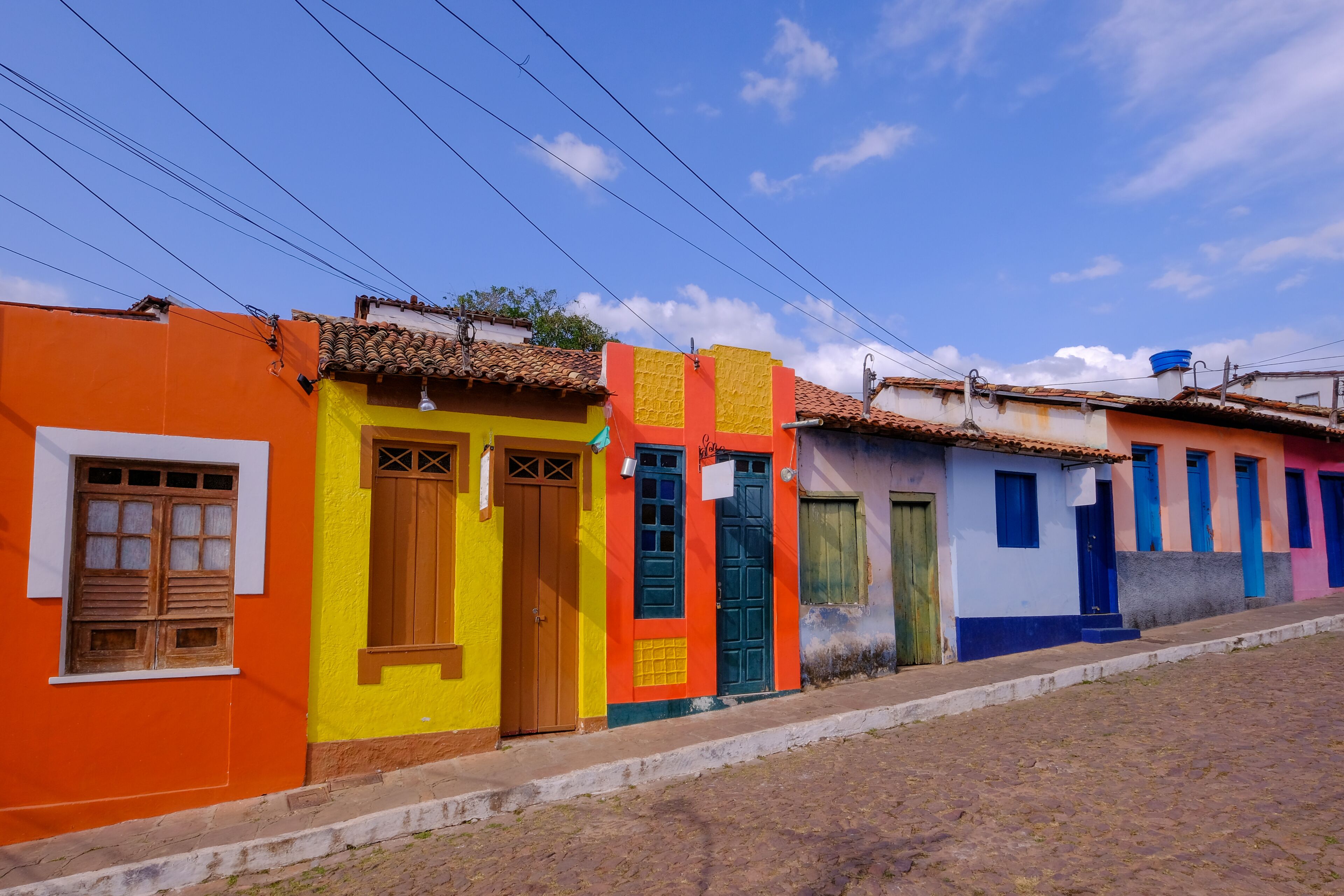 Colorful houses in the historical city of Lencois, Chapada Diamantina, Bahia, Brazil