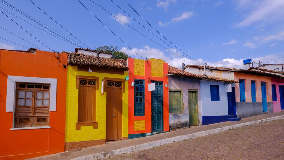Colorful houses in the historical city of Lencois, Chapada Diamantina, Bahia, Brazil