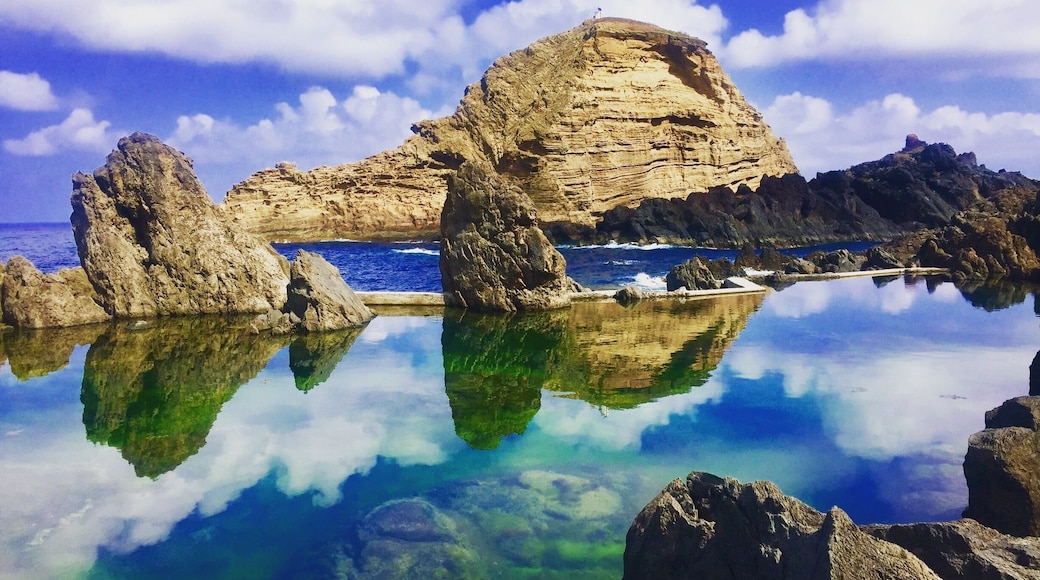 Beautiful natural swimming pool in Porto Moniz in Madeira. Amazing reflections when the sun is shining!