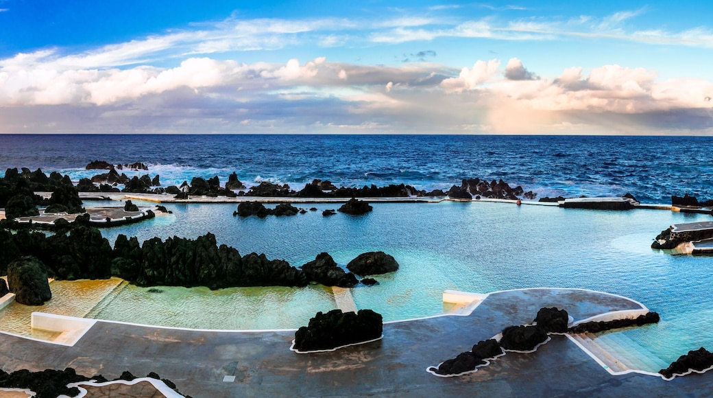 Porto Moniz, Madeira Island, Portugal .Volcanic lava natural swimming pools, popular tourist attraction