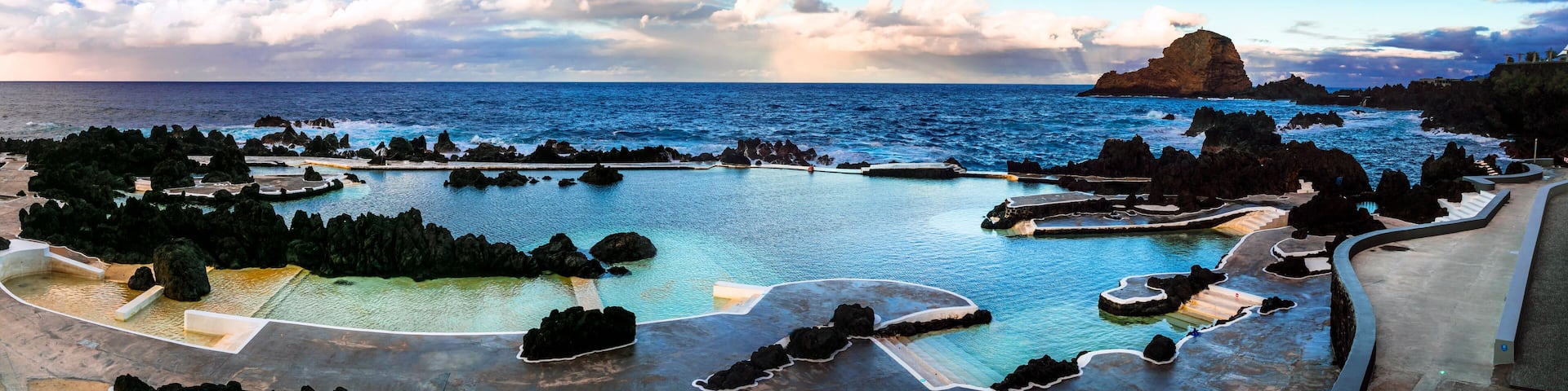 Porto Moniz, Madeira Island, Portugal .Volcanic lava natural swimming pools, popular tourist attraction