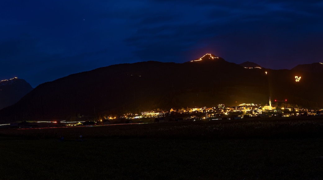 Traditional mountain bonfires for the summer solstice in the Tiroler Zugspitz Arena near Ehrwald