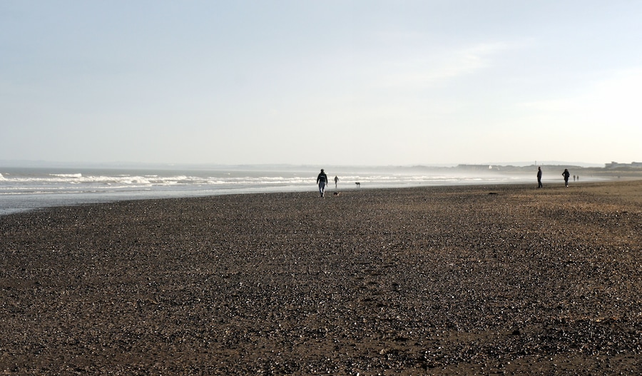 Stony beach of the Irish Sea.