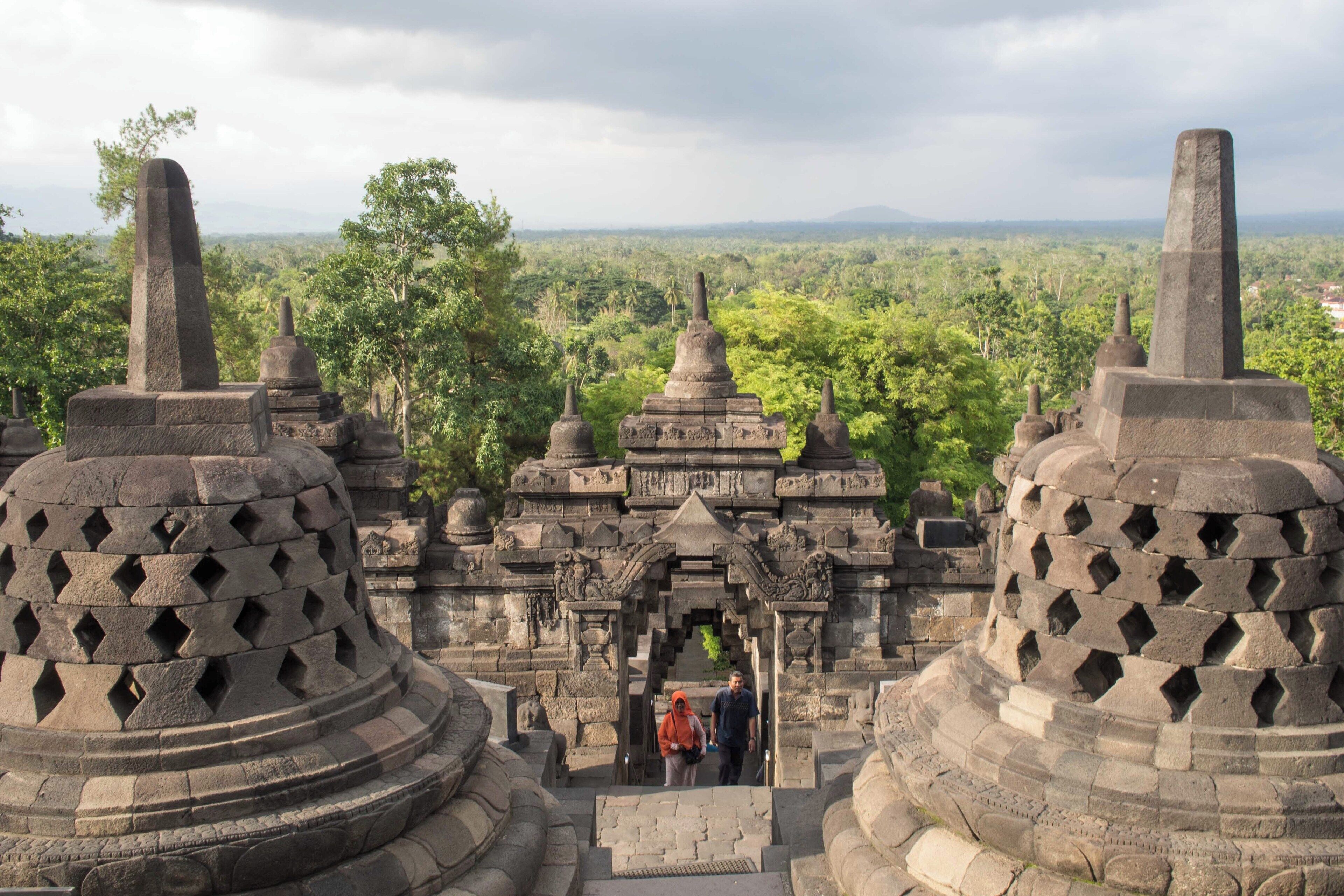 The Borodubur Buddhist temple was built in the 9th century in Java, Indonesia. It is the World's largest Buddhist monument and a UNESCO heritage site. The temple was abandoned for unknown reasons and rediscovered in the 19th century. The temple has been restored several times to honor it's former glory. The temple has over 500 Buddha statues, many of which have lost their heads as time passed.