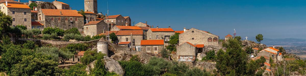 Panoramic view on Monsanto village, popularly known as "the most Portuguese village of Portugal", in the municipality of Idanha-a-Nova, District of Castelo Branco, Portugal.