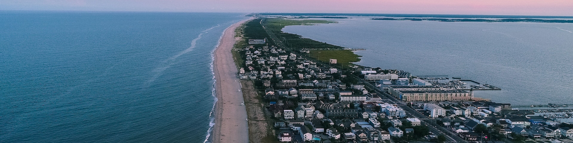 An aerial view of Dewey Beach in Delaware, a popular summertime tourist destination
