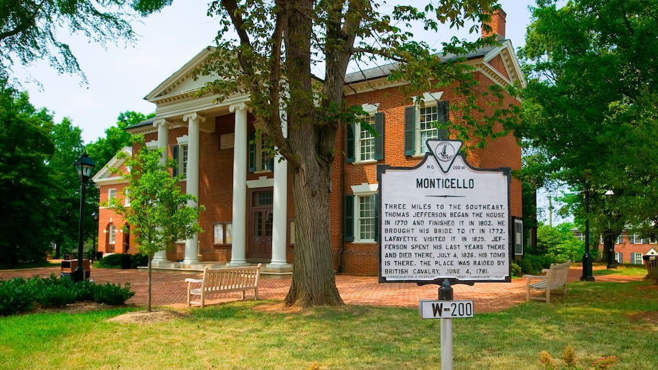 A historic building with a sign detailing Monticello.