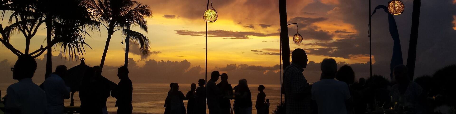 Sunset drinks overlooking Tanah Lot Temple Bali